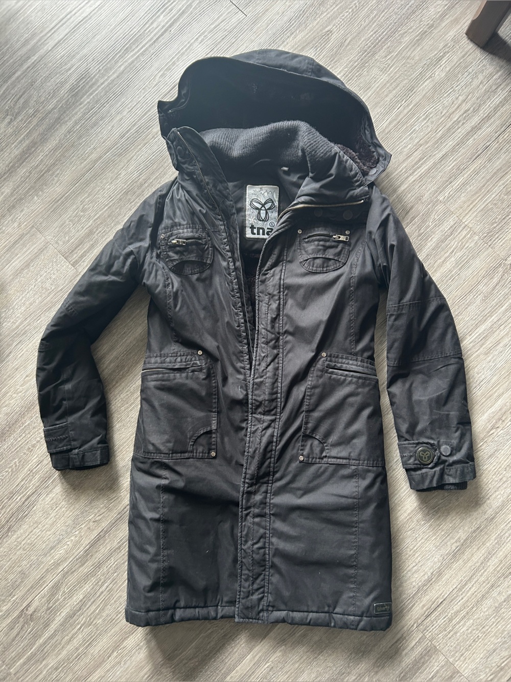 TNA Black women’s Utility Jacket with Hood